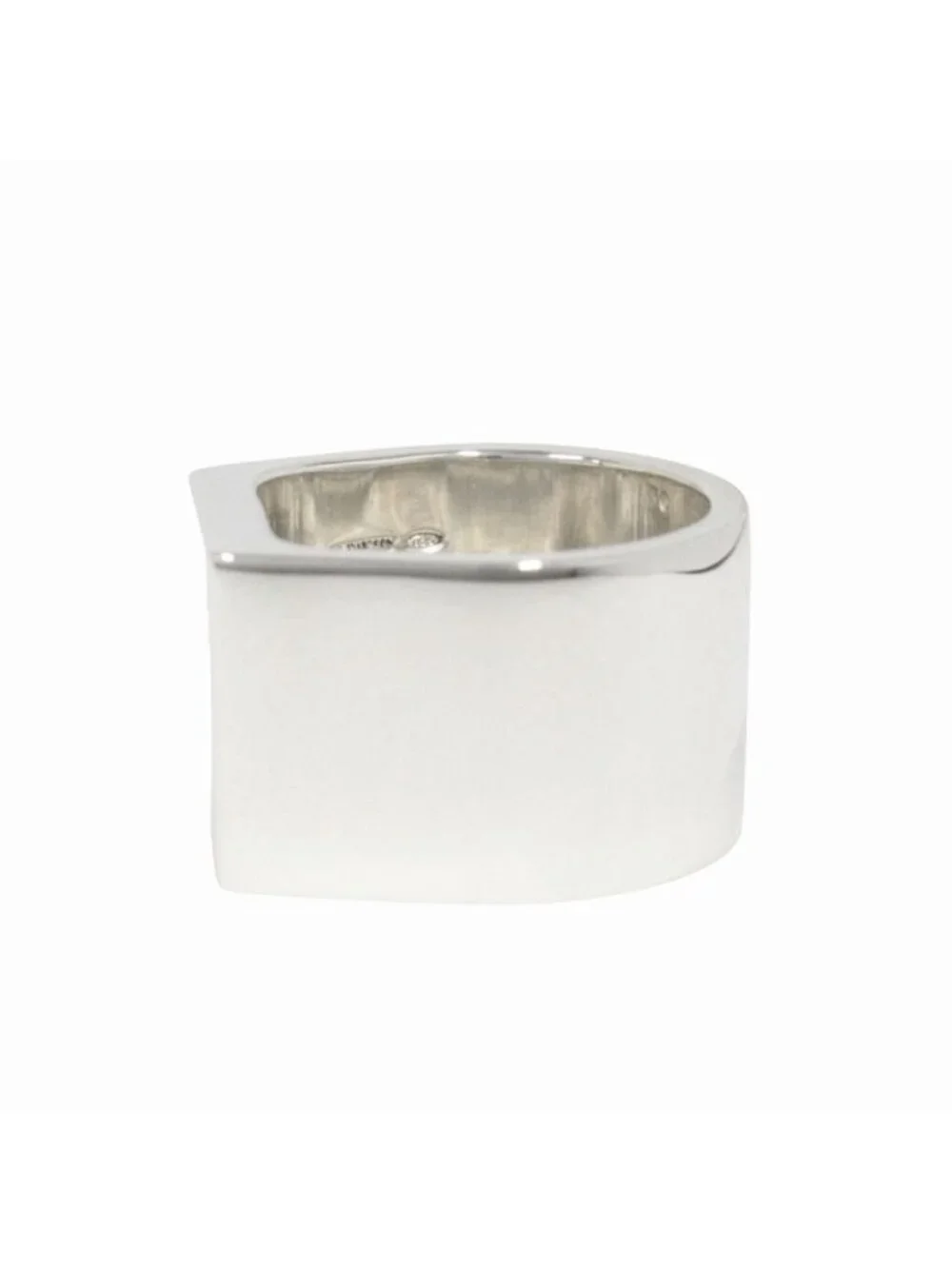 Gucci Polished Square Signet Wide Ring Seal Stand Silver - Picture 4 of 5